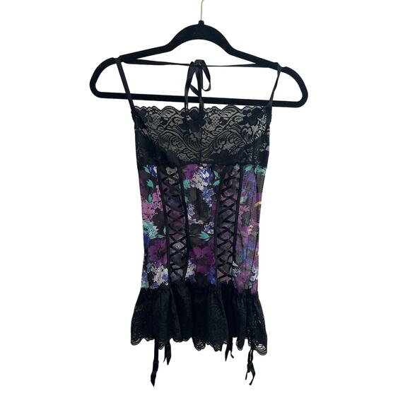 NWT Fredericks Of Hollywood Lace Teddy Slip Floral print size S - Picture 1 of 6